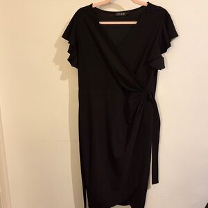 Elegant Black Wrap Dress by OTEN